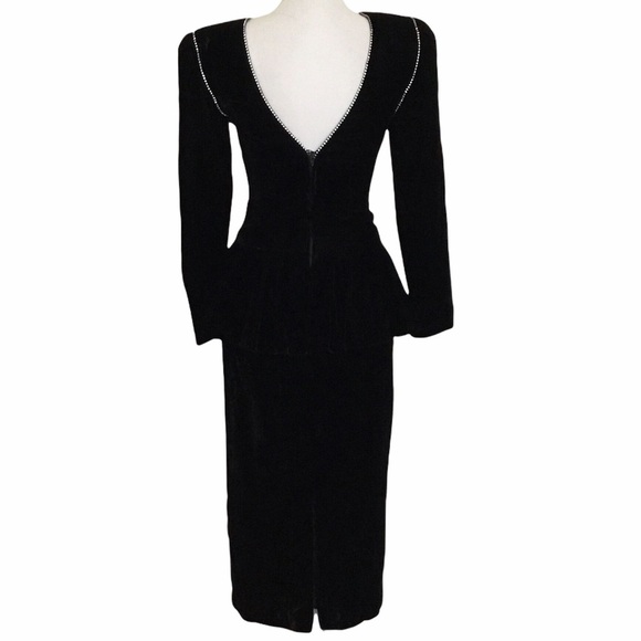 Neiman Marcus Velvet Midi Peplum Dress Size XS - Picture 3 of 10